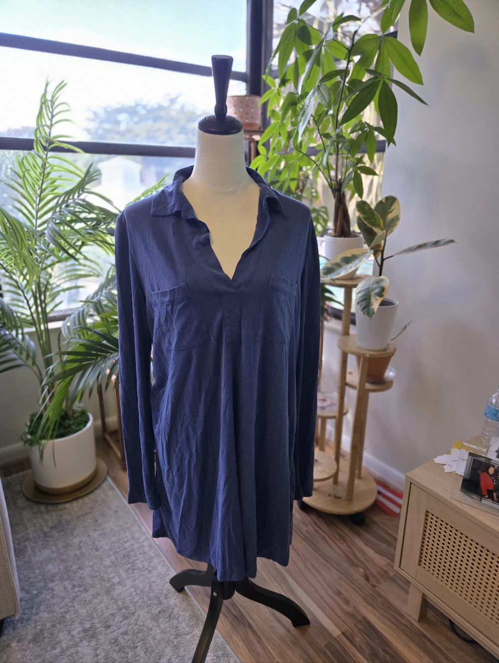 BCBGMAXAZRIA Navy Blue Long Sleeve Tunic Dress Size S  (Lot 1)
